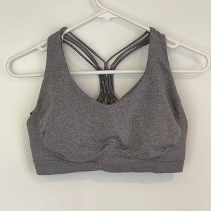 Gray Strappy Back Sports Bra